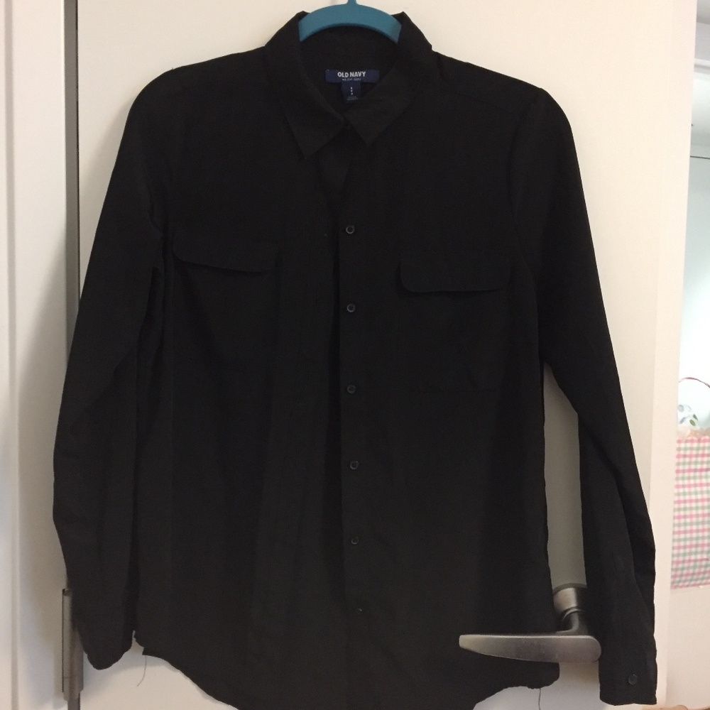 Black Silky Button Down